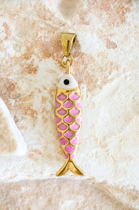 Ciondolo pesce rosa
